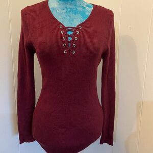 No Boundaries V Neck Fitted Women Sweater Size Juniors 19 XXL